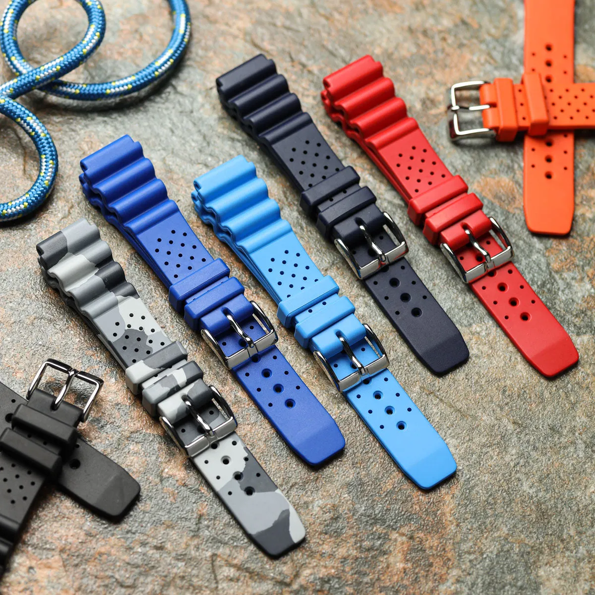 285 Italian Rubber Diver's Watch Strap - Dark Blue