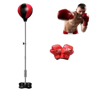 Adjustable Vertical Leather Speed Ball With Suction Cup And Gloves