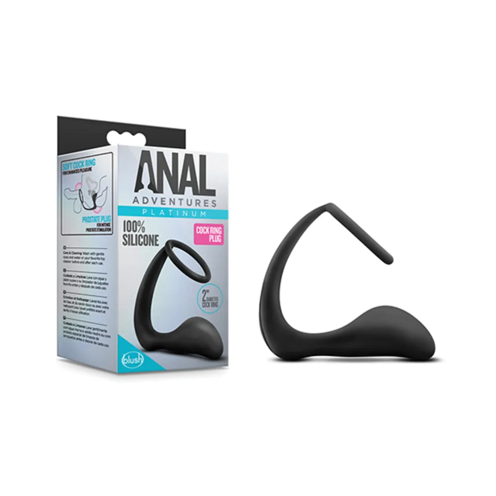 Anal Adv Platinum Cock Ring Plug Black