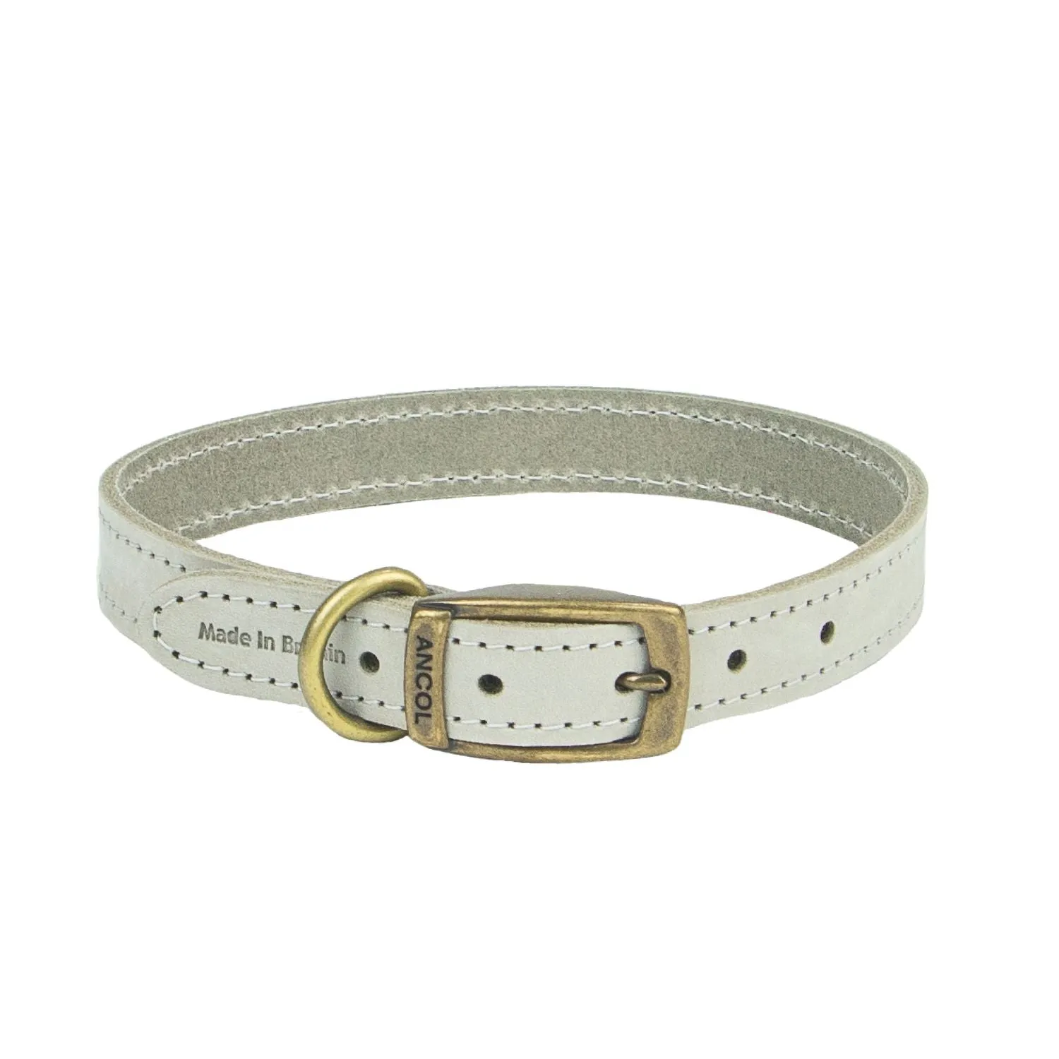 Ancol Timberwolf Leather Collar Light Grey Size 8