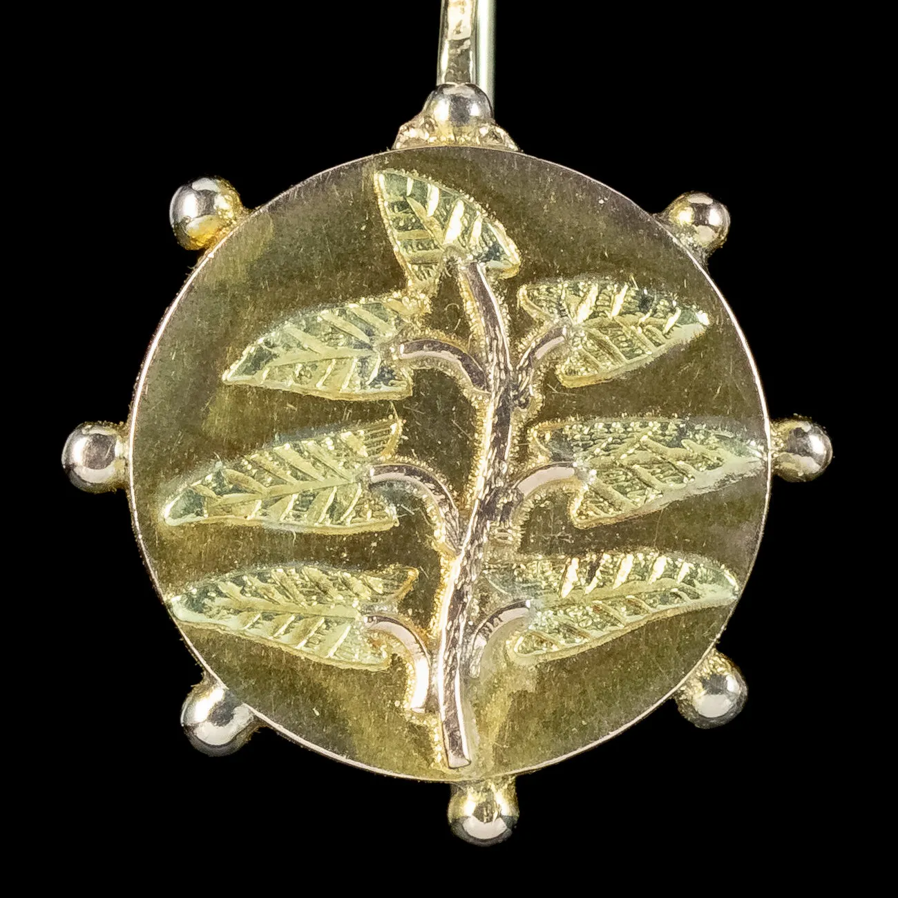 Antique Victorian Laurel Earrings 18ct Gold With Box