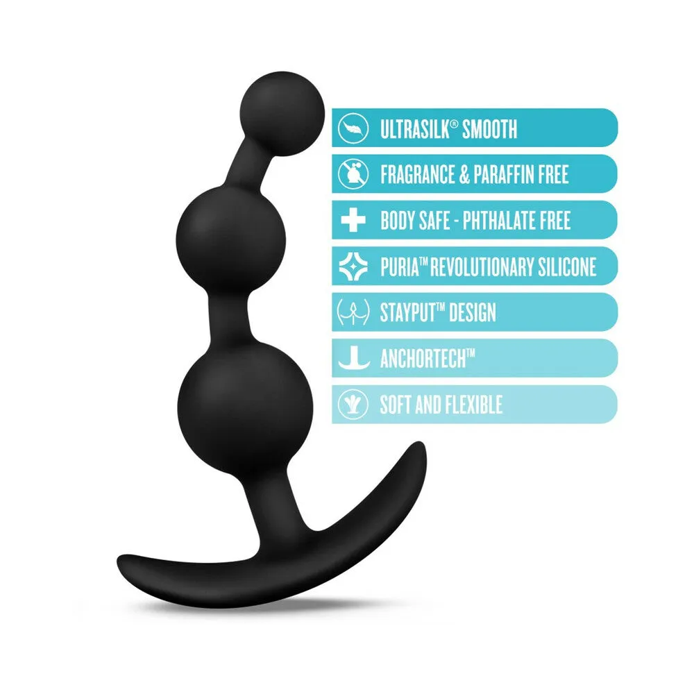 Blush Anal Adventures Platinum Silicone Small Anal Beads Plug Black
