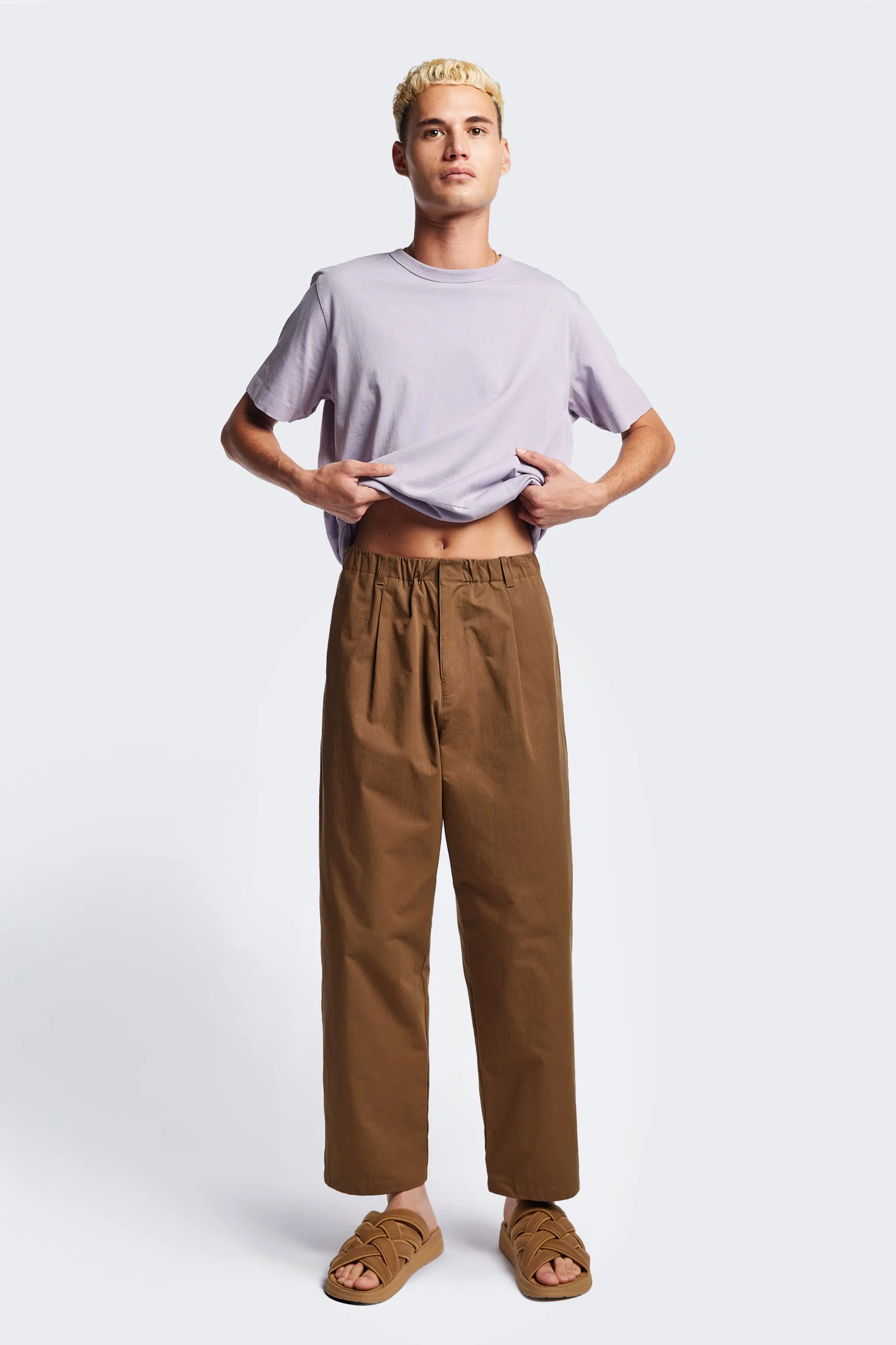 Boulder Pleat Pant Brown