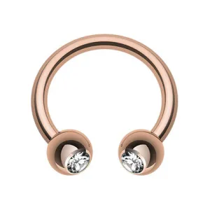 Classic Gem Circular Barbell with Rose Gold Plating