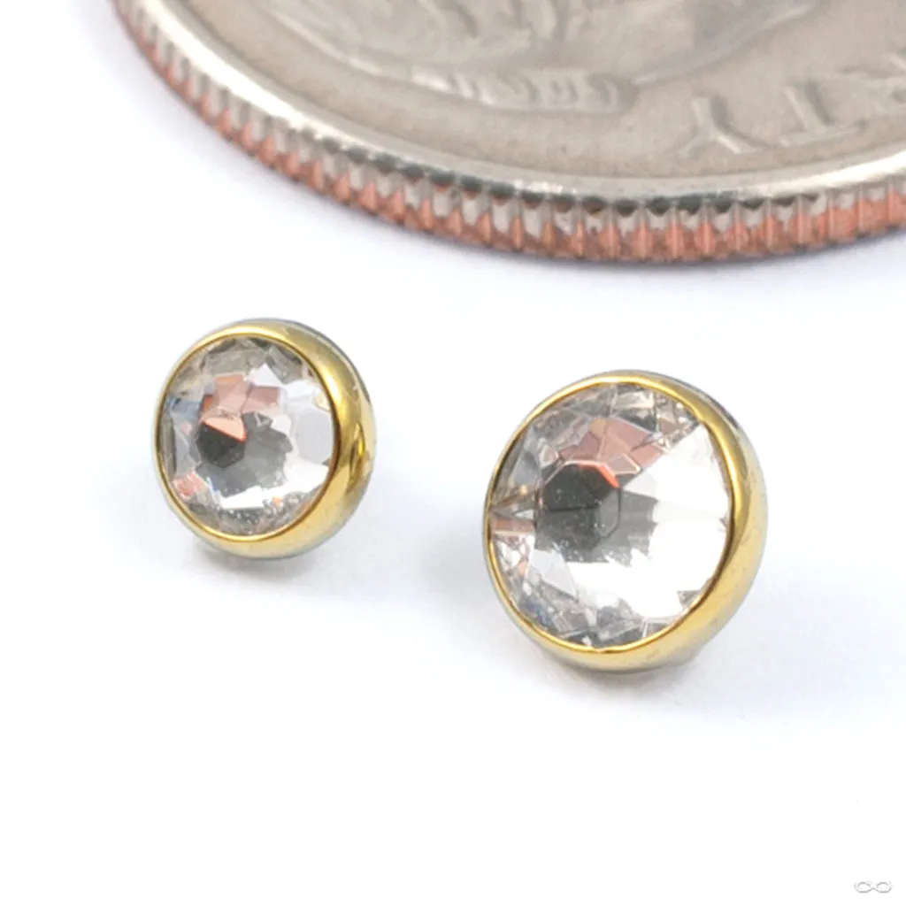 Flat Back Faceted Gem Threaded End in Titanium Anodized Gold from Industrial Strength
