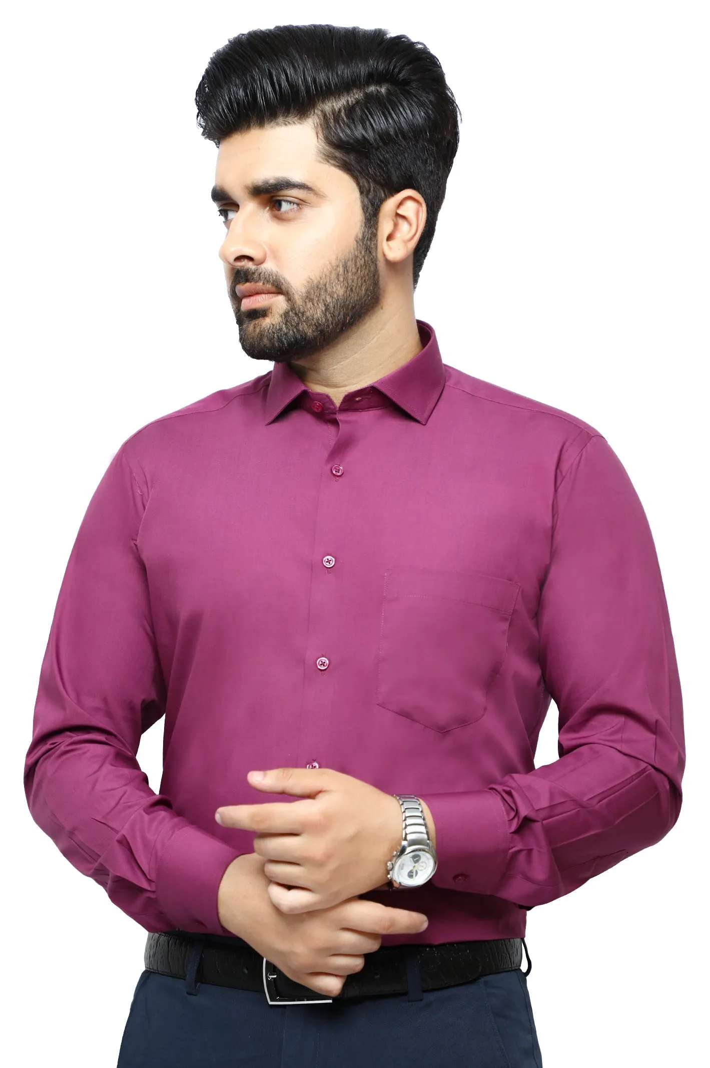Formal Plain Shirt in D-Purple SKU: AB203-D-PURPLE