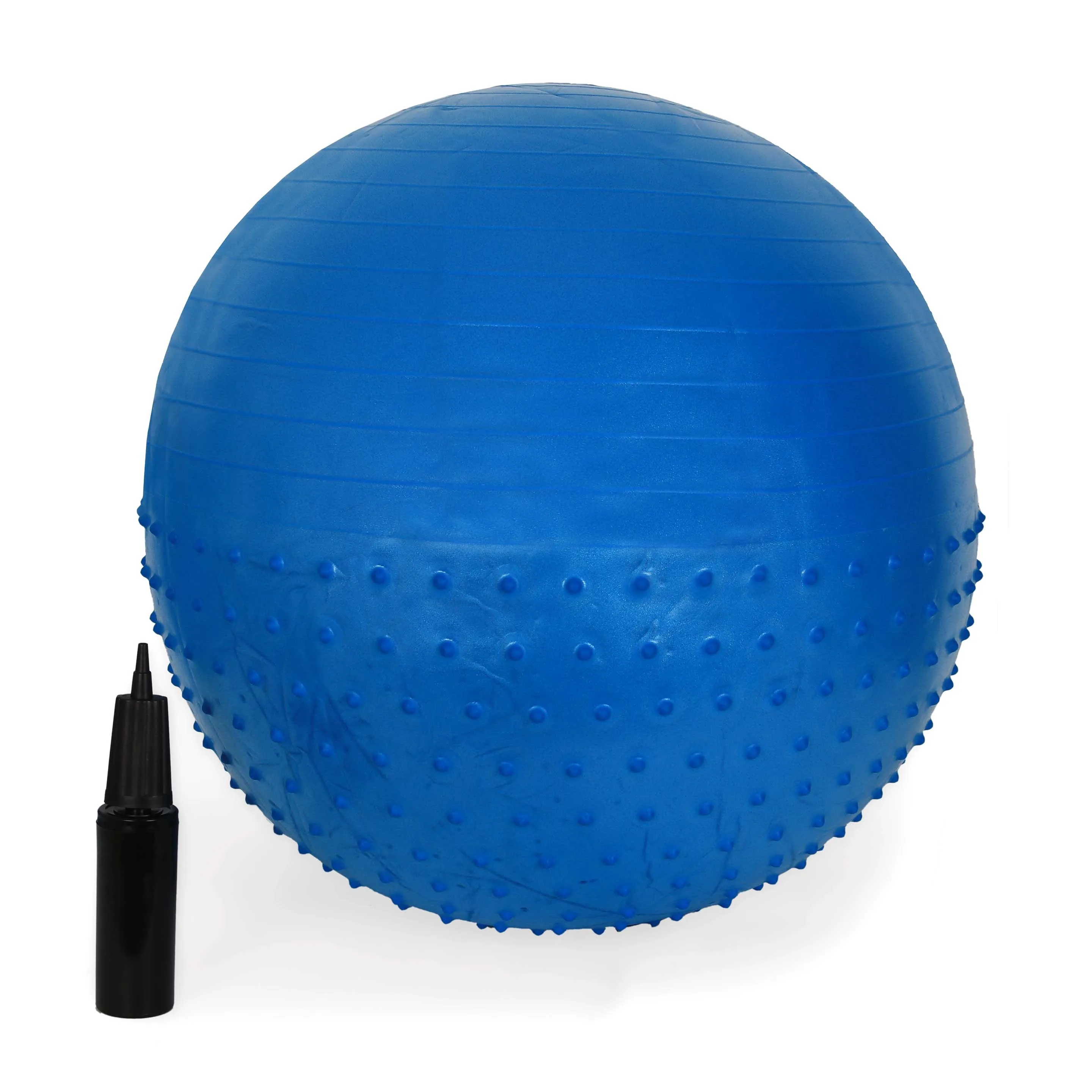 HALF MASSAGE GYM BALL WITH FOOT PUMP QJ-BALL007 55CM-BLUE