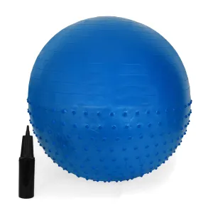 HALF MASSAGE GYM BALL WITH FOOT PUMP QJ-BALL007 55CM-BLUE