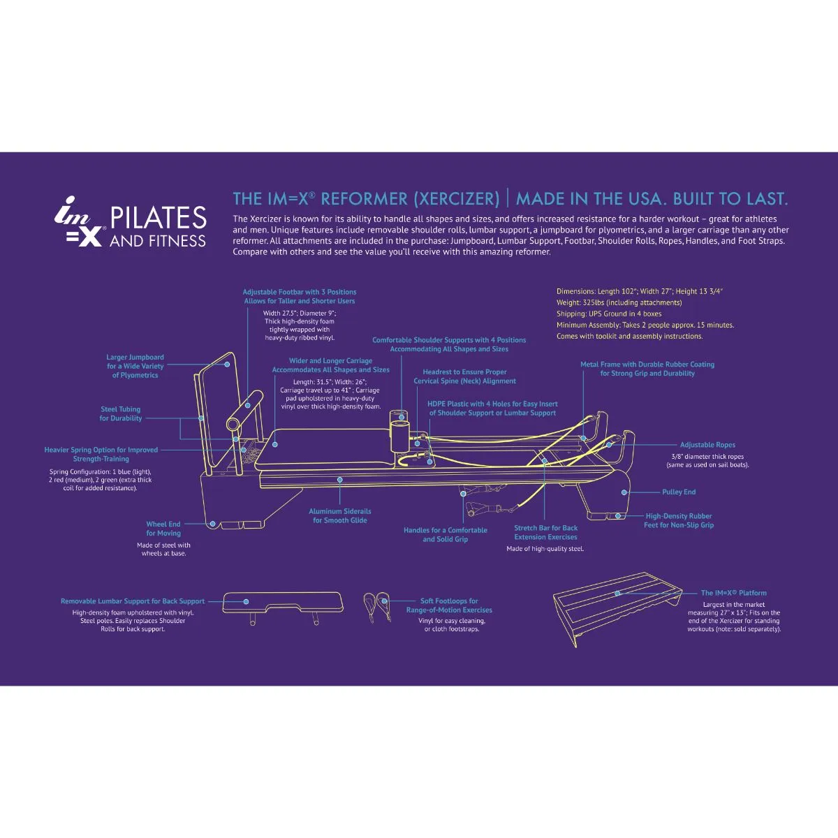 IM=X Xercizer Pilates Reformer Machine with Jumpboard