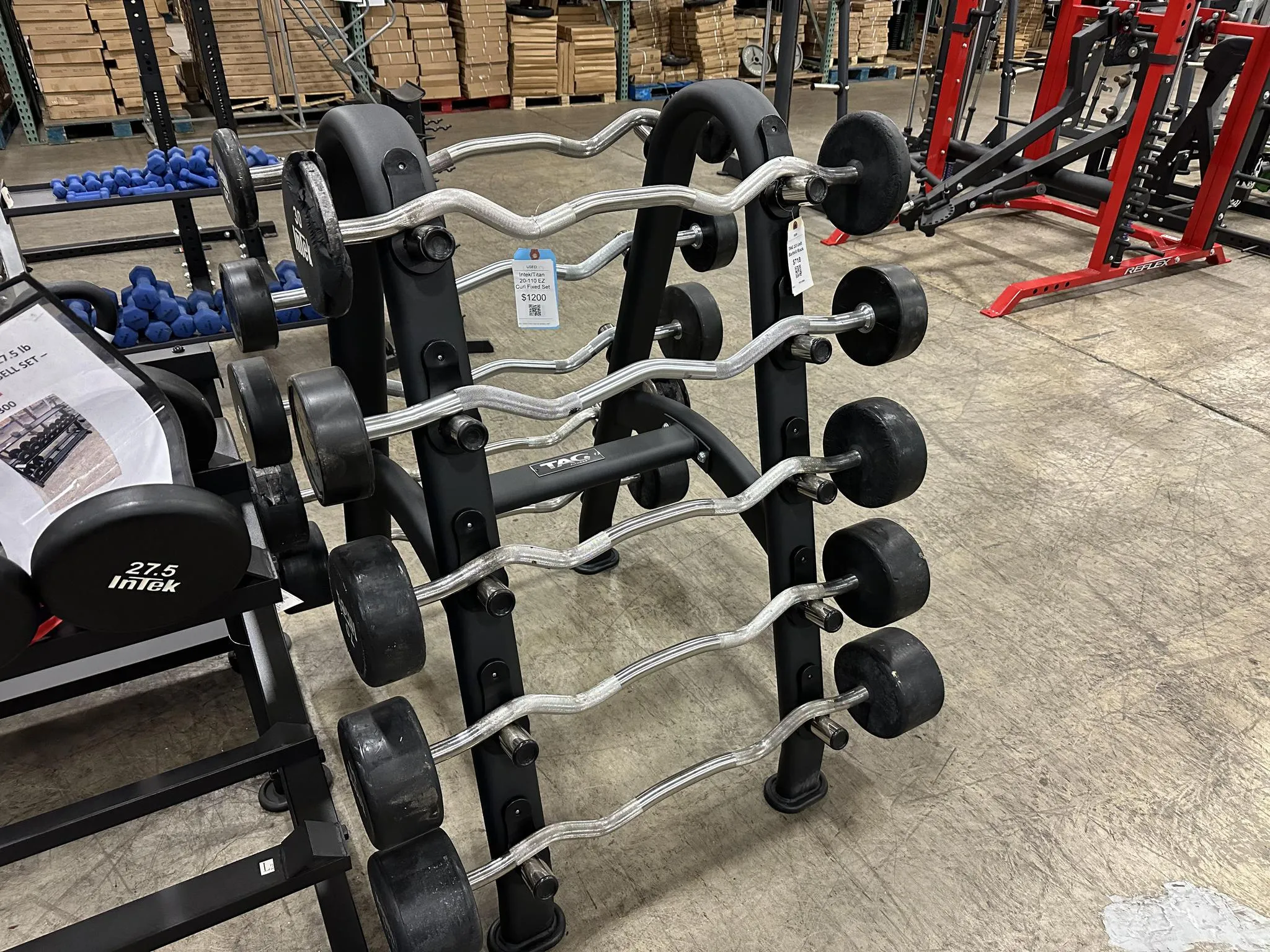 Intek Armor Series and Titan Rubber Fixed Barbell Set 20-110 - USED