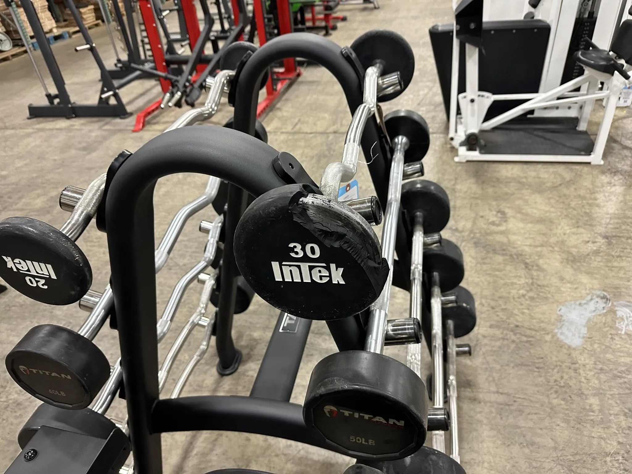 Intek Armor Series and Titan Rubber Fixed Barbell Set 20-110 - USED