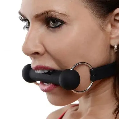 Master Series Silicone Horse Black Bit Gag with Adjustable Straps