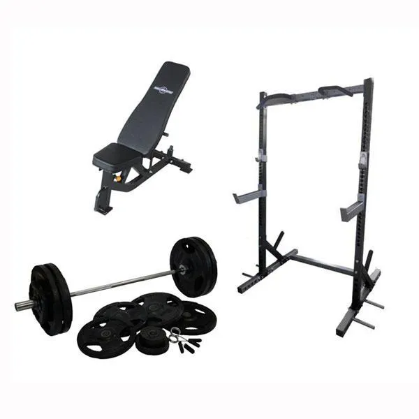 Package Deal: Half Rack, Flat to Incline Bench, Olympic Bar and 105kg Olympic Weights (Package Price)