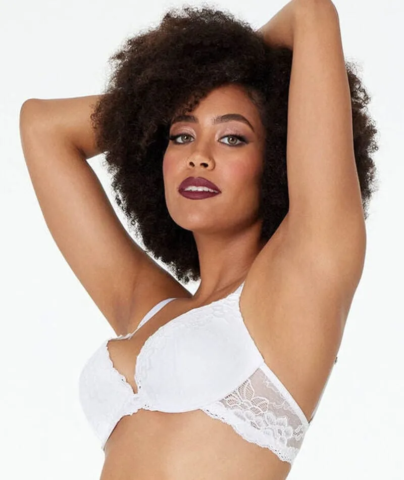 Pleasure State My Fit Lace Graduated Push-Up Plunge Bra - White