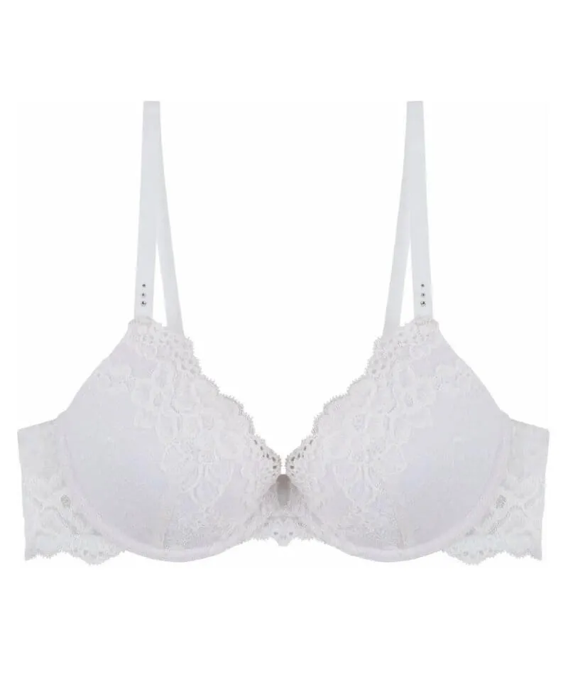 Pleasure State My Fit Lace Graduated Push-Up Plunge Bra - White