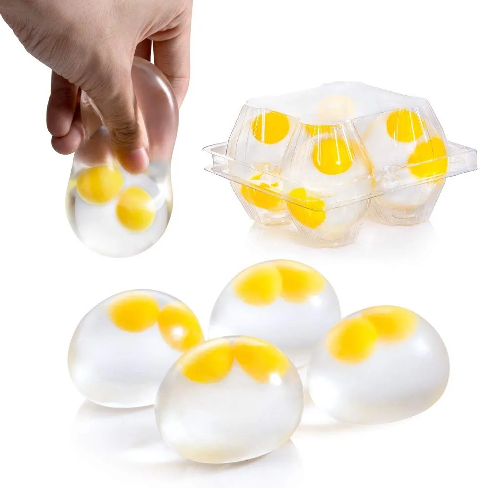 PROLOSO Egg Splat Ball Squishy Toys - Stress Relief Eggs Yolk Balls for Children & Adults