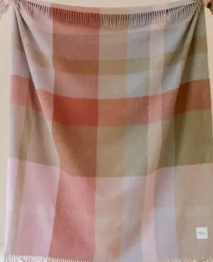 TBCo Recycled Wool Pink Patchwork Check Blanket
