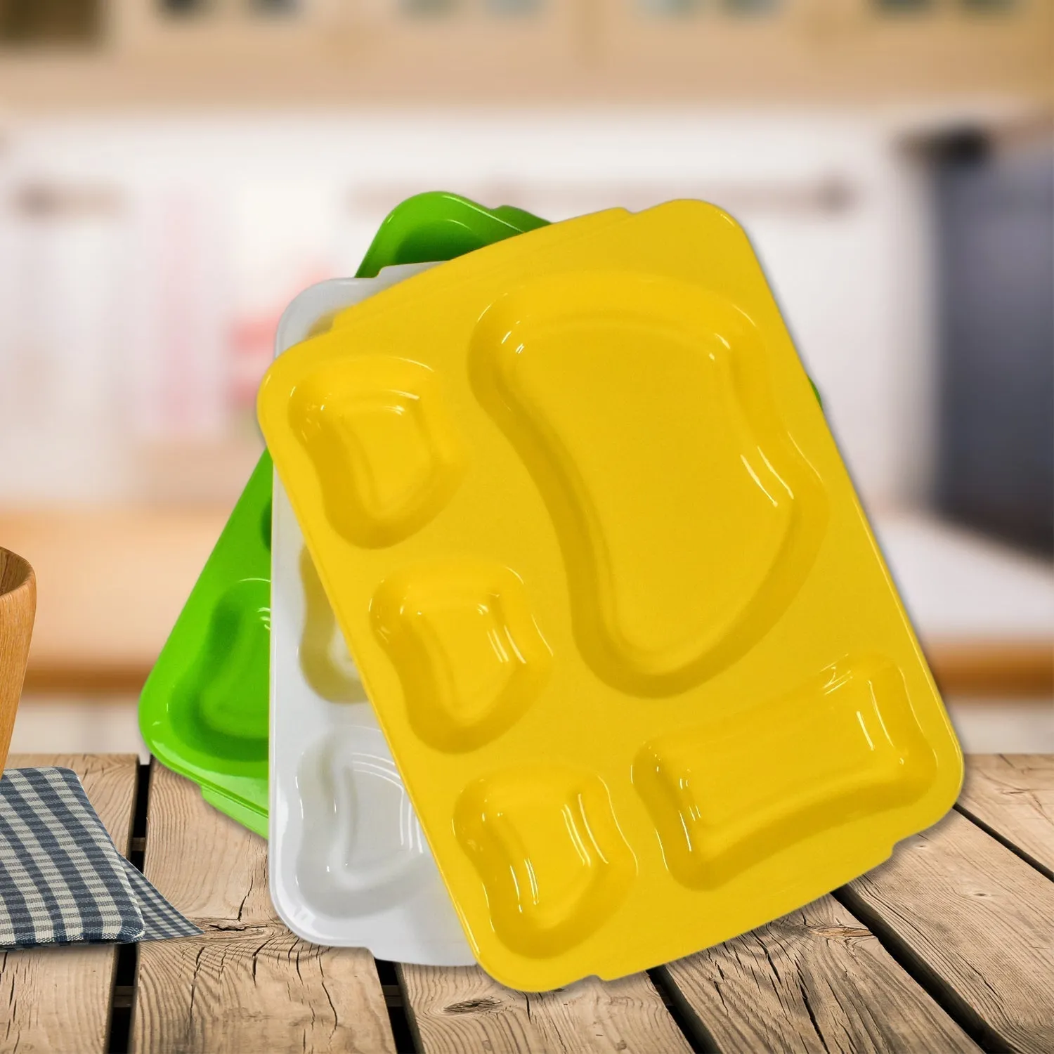 Unbreakable Plastic Food Plates / Biodegradable 5 Compartment Square Plate for Food