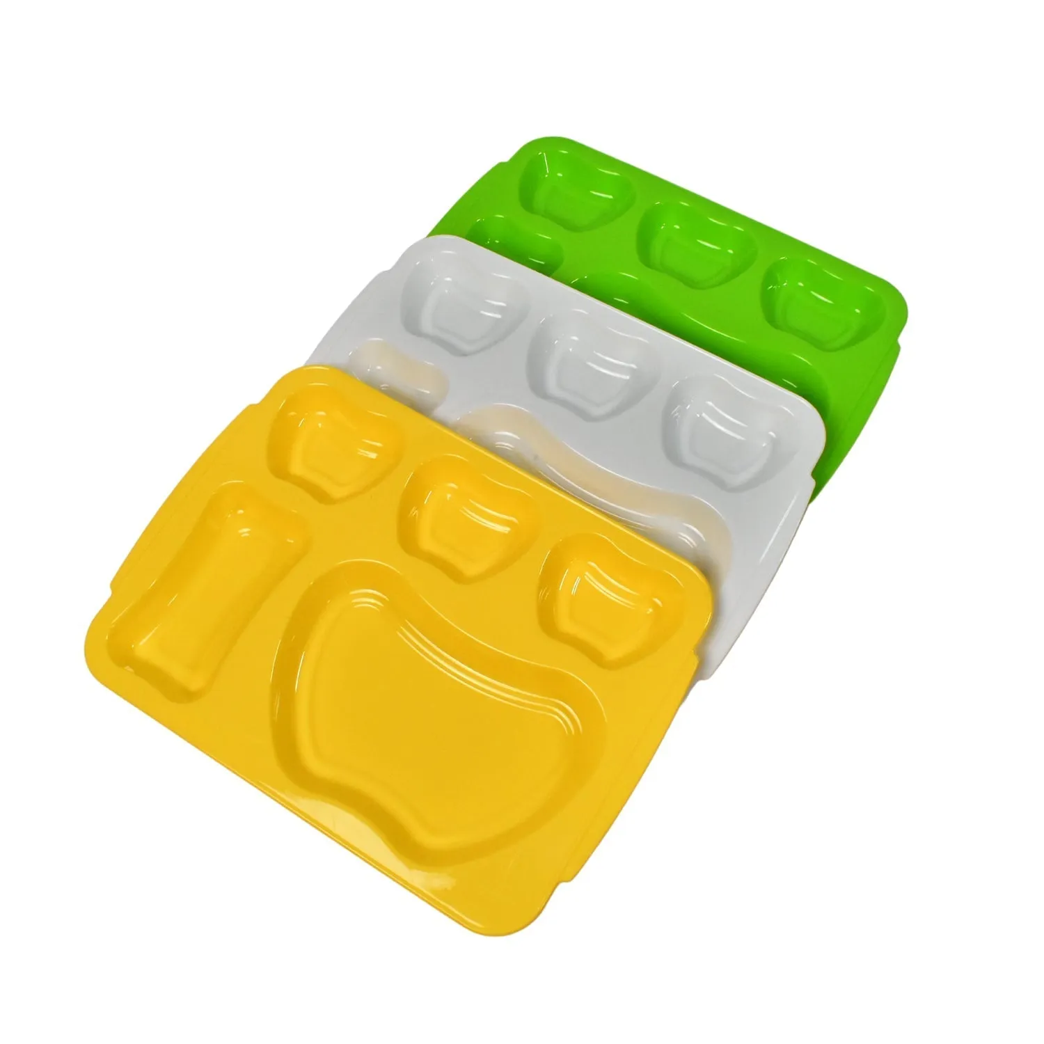 Unbreakable Plastic Food Plates / Biodegradable 5 Compartment Square Plate for Food