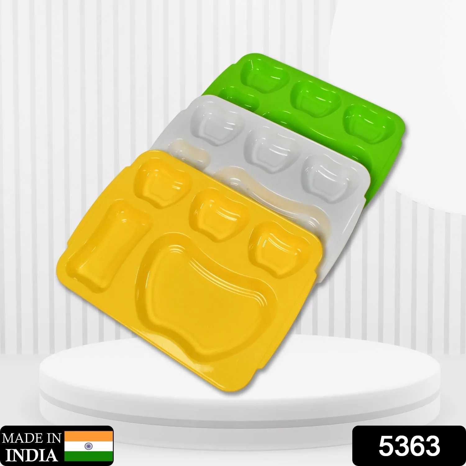 Unbreakable Plastic Food Plates / Biodegradable 5 Compartment Square Plate for Food