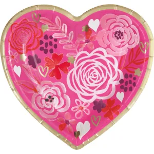 Valentine's Foil-Stamped Heart Shaped Paper Plates