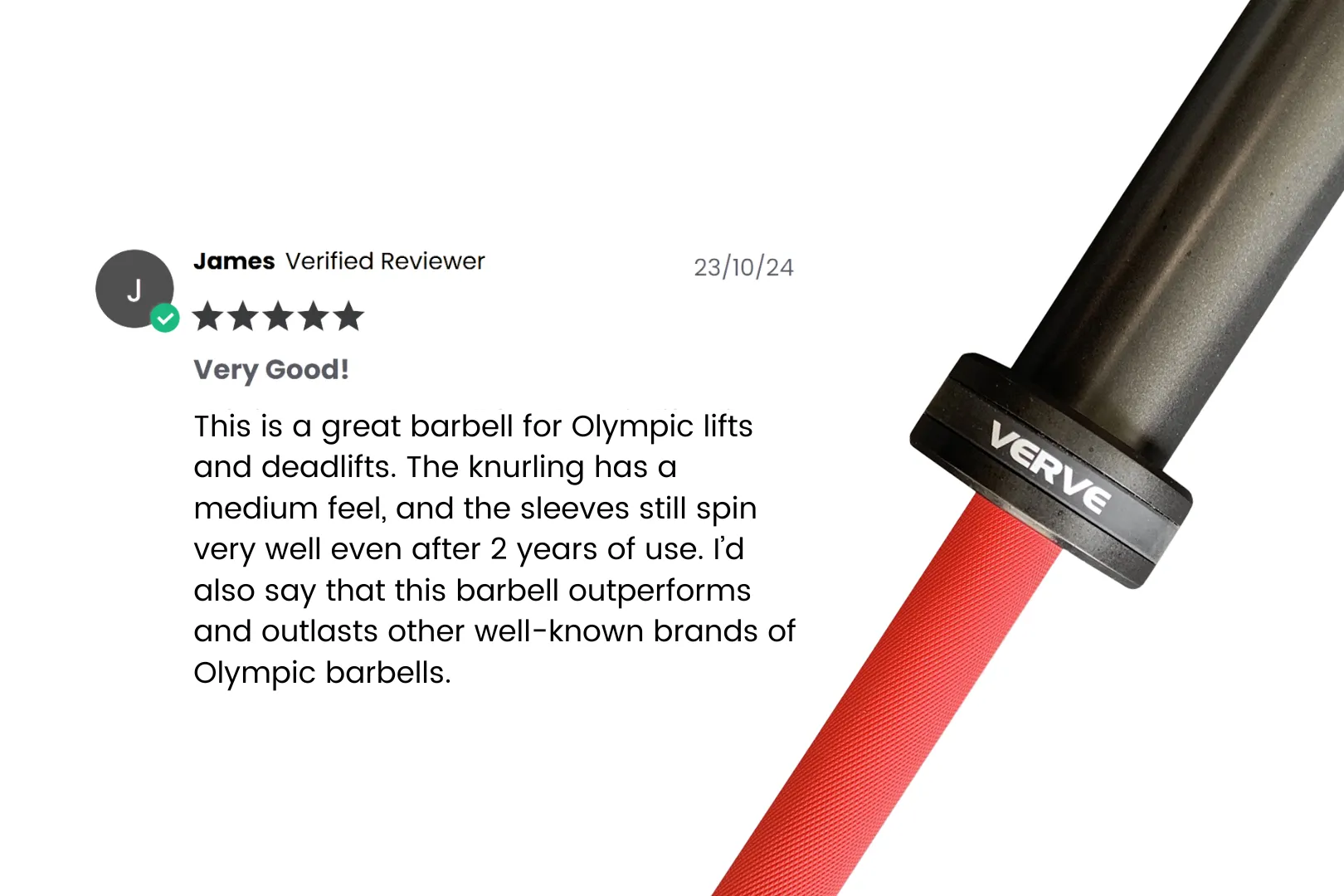 VERVE Elite Olympic Barbell - Red - 15kg